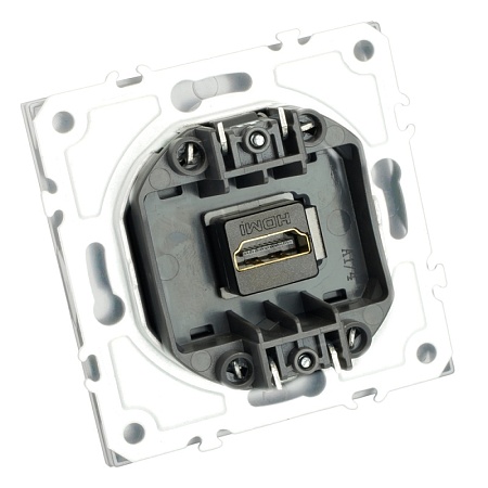 Розетка HDMI 2.0 Type A (механизм), STEKKER, серия Эмили, RST00-5118-01, белый фарфор, soft touch - фото