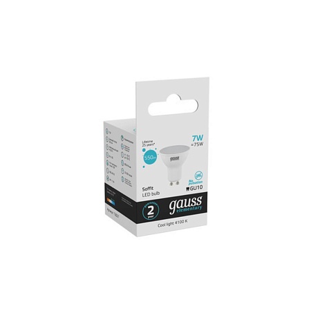 Комплект светодиодных ламп Gauss Софит 7W 550Lm 4100K GU10 13627 - фото