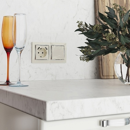 Выключатель одноклавишный проходной слоновая кость WL03-SW-1G-2W-ivory - фото