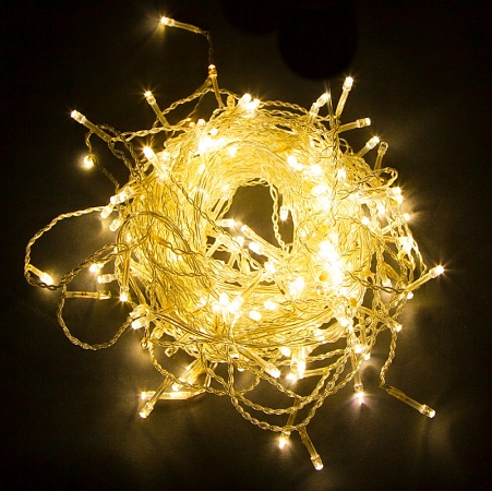 Светодиодная гирлянда Feron CL20 занавес 2*2м  + 3м желтый статичная, c питанием от сети 230V, белый шнур - фото