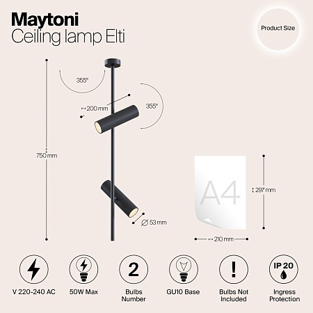 Потолочный светильник Technical Elti C021CL-02B - фото