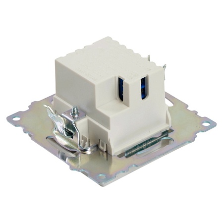 Розетка USB 2-местная + type C (механизм), STEKKER GLS10-7116-01, 250В, 3А, max 20W, серия Катрин, белый - фото