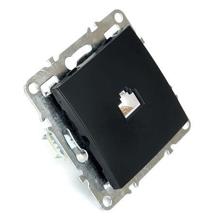 Розетка компьютерная 1-местная RJ-45 (механизм), STEKKER PST00-9107-03, серия Эрна, черный - фото