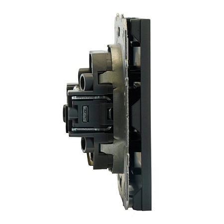 Розетка телевизионная 1-местная (механизм), STEKKER, 75 Ом, 5-862МГц, серия Эмили, RST00-5108-05, черный уголь, soft touch - фото