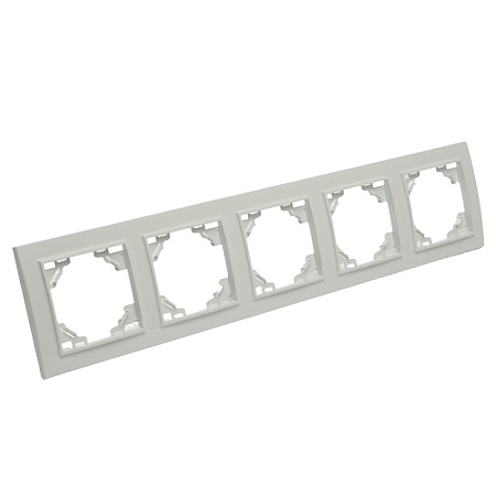 Рамка 5-местная горизонтальная STEKKER, PPFR00-9005-01, серия Эрна, белый - фото