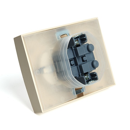 Розетка 2-местная с/з с крышкой STEKKER, PST16-9015-02, 250В, 16А, серия Эрна, слоновая кость - фото