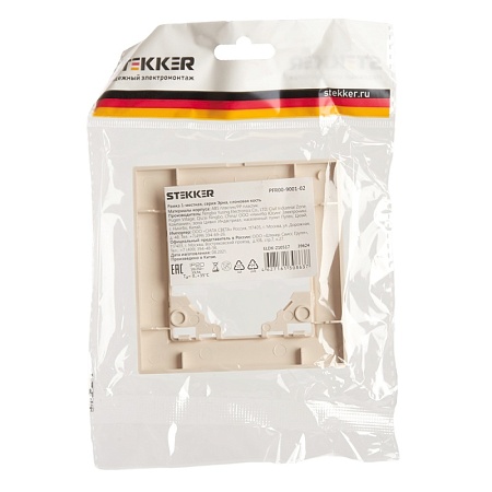 Рамка 1-местная STEKKER, PFR00-9001-02, серия Эрна, слоновая кость - фото