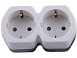 Разветвитель сетевой 2-местный с/з STEKKER ADP16-12-20, 250V,16A, ABS огнеустойчивый пластик, белый/серый - фото
