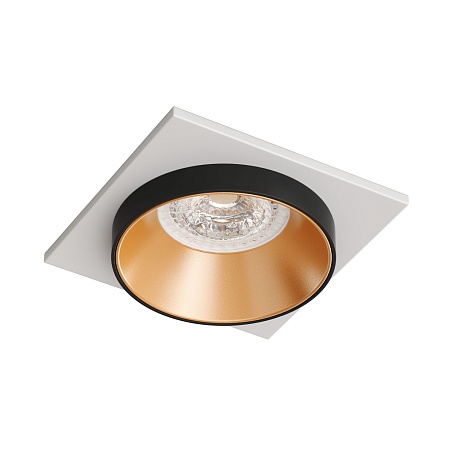 DK2402-GD Встраиваемый светильник, IP 20, 50 Вт, GU10, черный/золотой, алюминий - фото