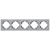 Рамка 5-местная, металл, STEKKER, MFR00-7005-03, серия Катрин, серебро