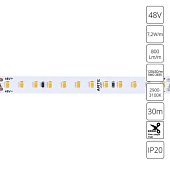 Светодиодная лента 48V 7,2W/m 3000К 30м Arte Lamp TAPE A4812010-03-3K