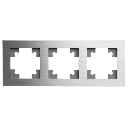 Рамка 3-местная, металл, STEKKER, MFR00-7003-03, серия Катрин, серебро - фото