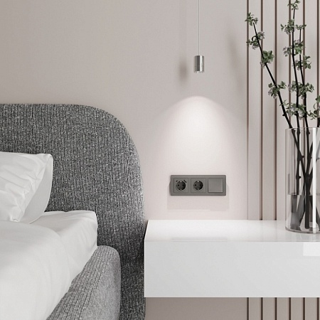 Выключатель одноклавишный (графит акрил) W1110044 - фото