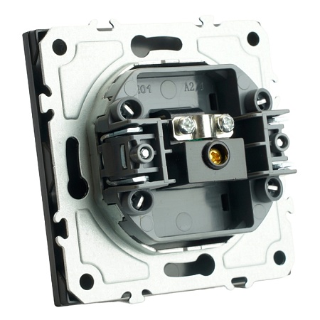 Розетка телевизионная 1-местная (механизм), STEKKER, 75 Ом, 5-862МГц, серия Эмили, RST00-5108-05, черный уголь, soft touch - фото