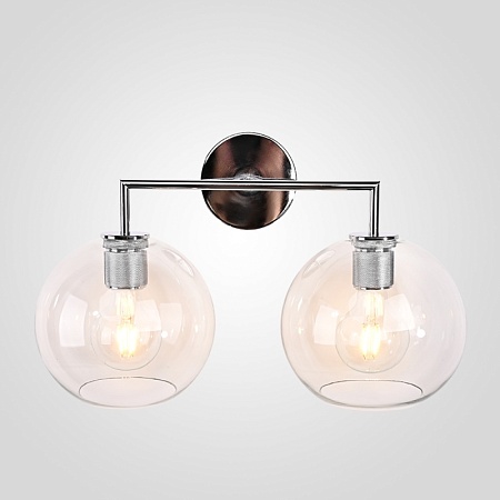 Бра Rh Utilitaire Globe Shade Double Sconce Silver Imperiumloft 123274-22 - фото