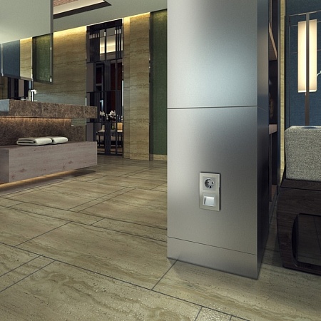 Розетка с заземлением и шторками серебряный WL06-SKGS-01-IP44 - фото