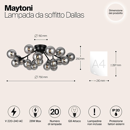 Потолочный светильник Maytoni Dallas MOD545CL-20B - фото