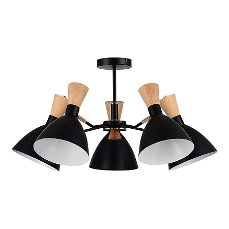 Светильник потолочный Черный/Черный, Светлое дерево, Золотистый E14 5*40W SLE1256-402-05 - фото