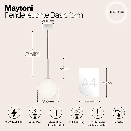 Подвесной светильник Maytoni Basic form MOD321PL-01W1 - фото