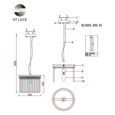 Светильник подвесной ST-Luce шампань/прозрачный E14 1*40W SL1624.203.01 - фото