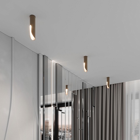 Светильник потолочный светодиодный Apex 7W 4000K латунь 25113/LED Elektrostandard - фото