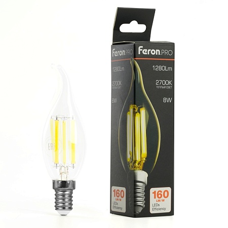 Лампа светодиодная Feron.PRO LB-1218 Свеча на ветру E14 1280LM 8W 175-265V 2700K - фото