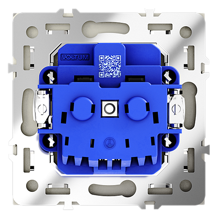 Розетка встраиваемая VOLTUM S70 с заземлением и защитными шторками, 16А, (сталь)