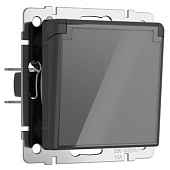 Розетка влагозащ. с зазем. с защит. крышкой и шторками (графит акрил) W1171244