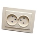 Розетка 2-местная б/з, STEKKER, PST10-9013-02, 250В, 16А с защитной шторкой, серия Эрна, слоновая кость - фото