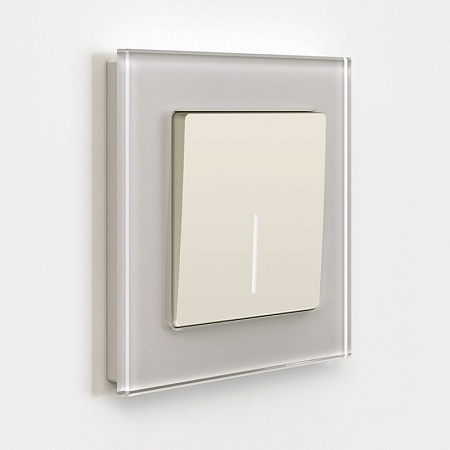 Выключатель одноклавишный с подсветкой айвори матовый W1110162 - фото