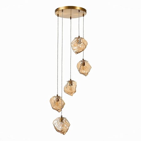 Светильник подвесной ST-Luce Латунь/Янтарный E14 5*40W SL1175.303.05 - фото