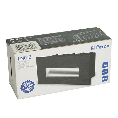 Светодиодный светильник Feron LN012 встраиваемый 5W 4000K, IP65, черный - фото