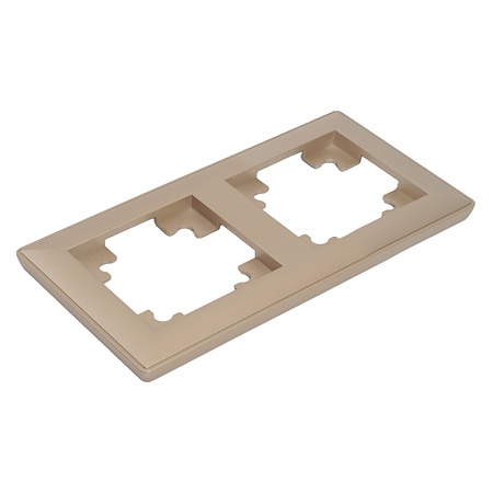 Рамка STEKKER, PFR00-7002-02 2-местная, пластик, серия Катрин, шампань - фото