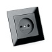 Розетка 1-местная б/з, STEKKER  GLS10-7009-05, 250В, 10А с защитной шторкой, серия Катрин, черный - фото