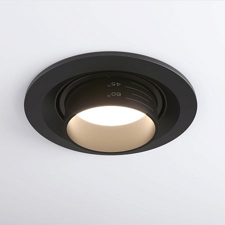 Встраиваемый светодиодный светильник с регулировкой угла освещения 9920 LED 15W 4200K черный Elektrostandard - фото