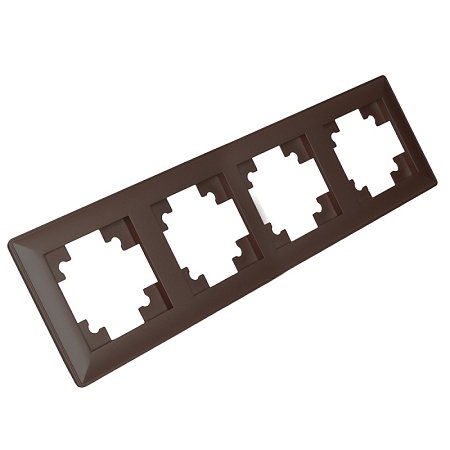 Рамка STEKKER, PFR00-7004-04 4-местная, пластик, серия Катрин, шоколад - фото