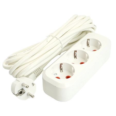 Удлинитель трехместный с/з  STEKKER HM06-31-07 3x1мм2, 7м, серия Home (У10-002), белый - фото