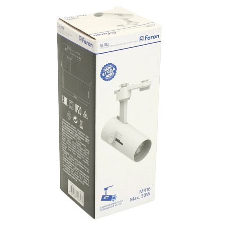 Светильник Feron AL182 трековый однофазный на шинопровод под лампу GU10, белый - фото