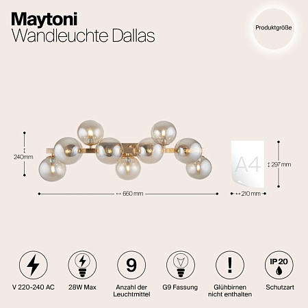 Настенный светильник (бра) Maytoni Dallas MOD547WL-09G - фото