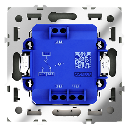 Проходной переключатель встраиваемый VOLTUM S70 одноклавишный с подсветкой 10А, (титан)