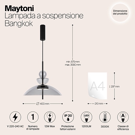 Подвесной светильник Maytoni Bangkok MOD185PL-L11B3K3 - фото