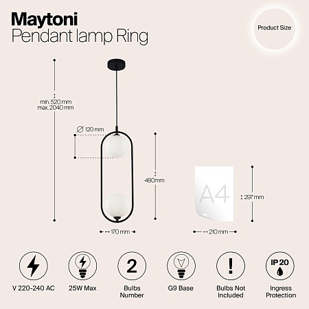 Подвесной светильник Maytoni Ring MOD013PL-02B - фото