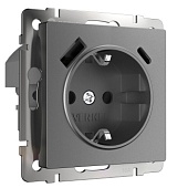 Розетка с заземлением, шторками и USB тип A+C  (графит матовый) W1171764