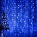 Светодиодная гирлянда Feron CL20 занавес 2*2м  + 3м синий статичная, c питанием от сети 230V, белый шнур - фото