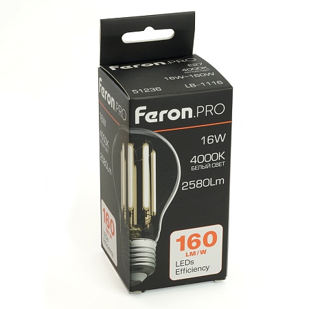 Лампа светодиодная Feron.PRO LB-1116 Шар E27 2580LM 16W 175-265V 4000K - фото