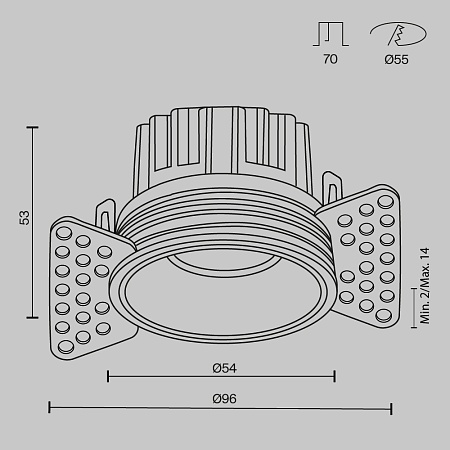 Встраиваемый светильник Technical Round DL058-7W2.7K-TRS-B - фото