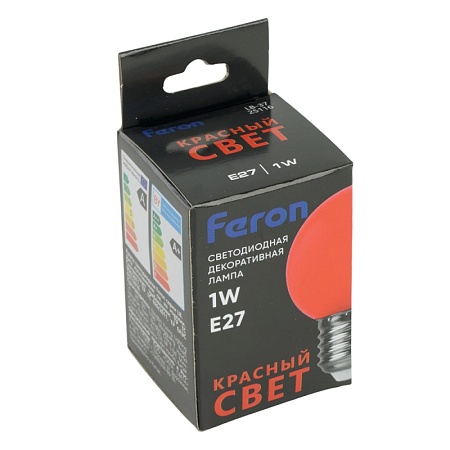 Лампа светодиодная Feron LB-37 Шарик E27 1W 230V Красный - фото