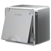 Розетка влагозащ. с зазем. с защит. крышкой и шторками Gallant серебряный W5071206