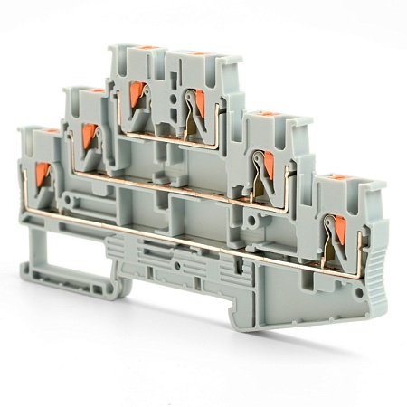 Зажим пружинный, 6-проводной проходной ЗНИ - 2,5 ,JXB PT 2,5 , серый LD579-1-25 - фото