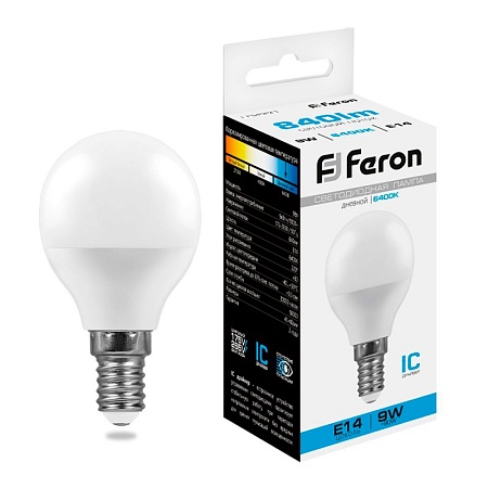 Лампа светодиодная Feron LB-550 Шарик E14 9W 175-265V 6400K - фото